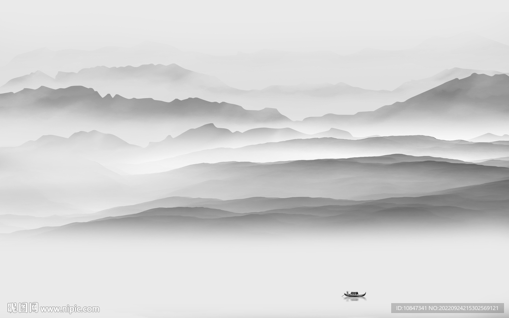 中式 爆款灰色山水 TIf分层