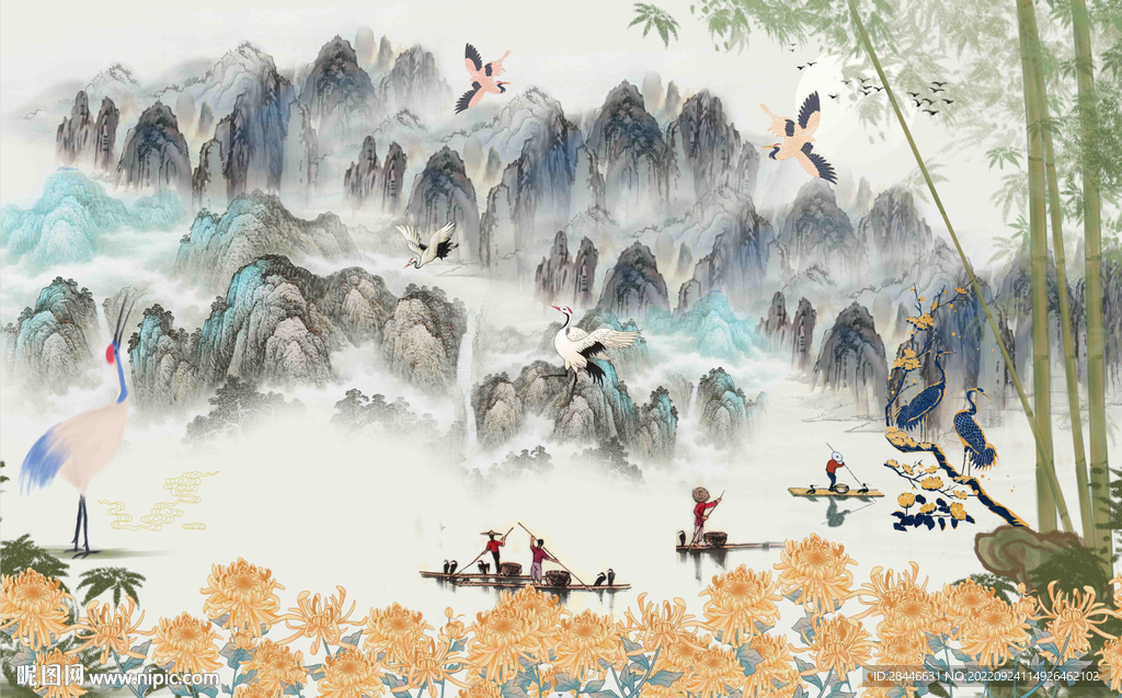新中式背景墙 