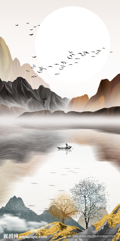 湖泊美景玄关装饰画