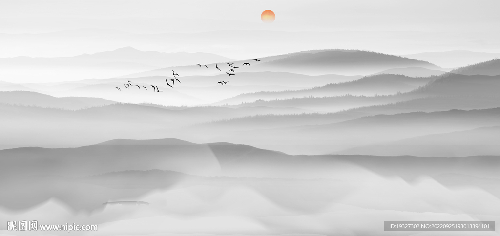 意境水墨山水画