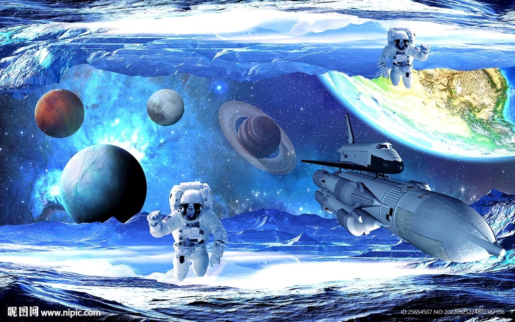 3D宇宙星球背景墙