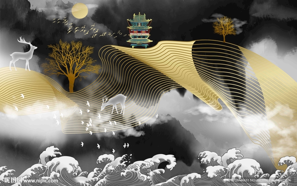 新中式背景墙 