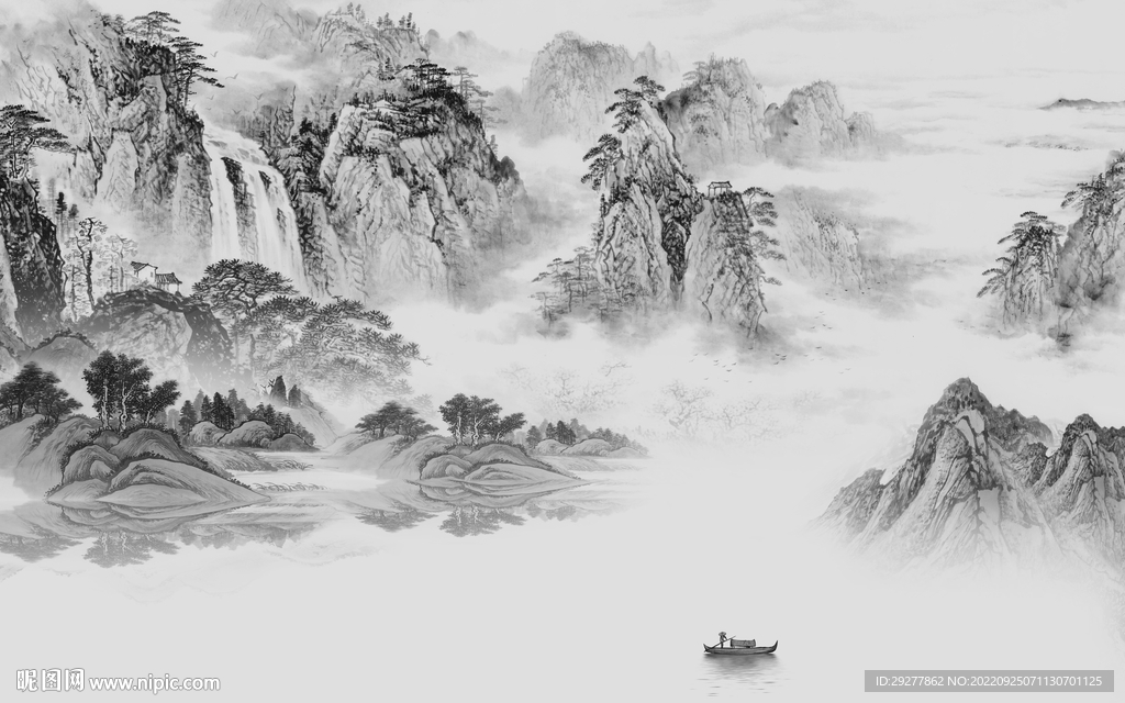 高端意境中式山水 Tif分层