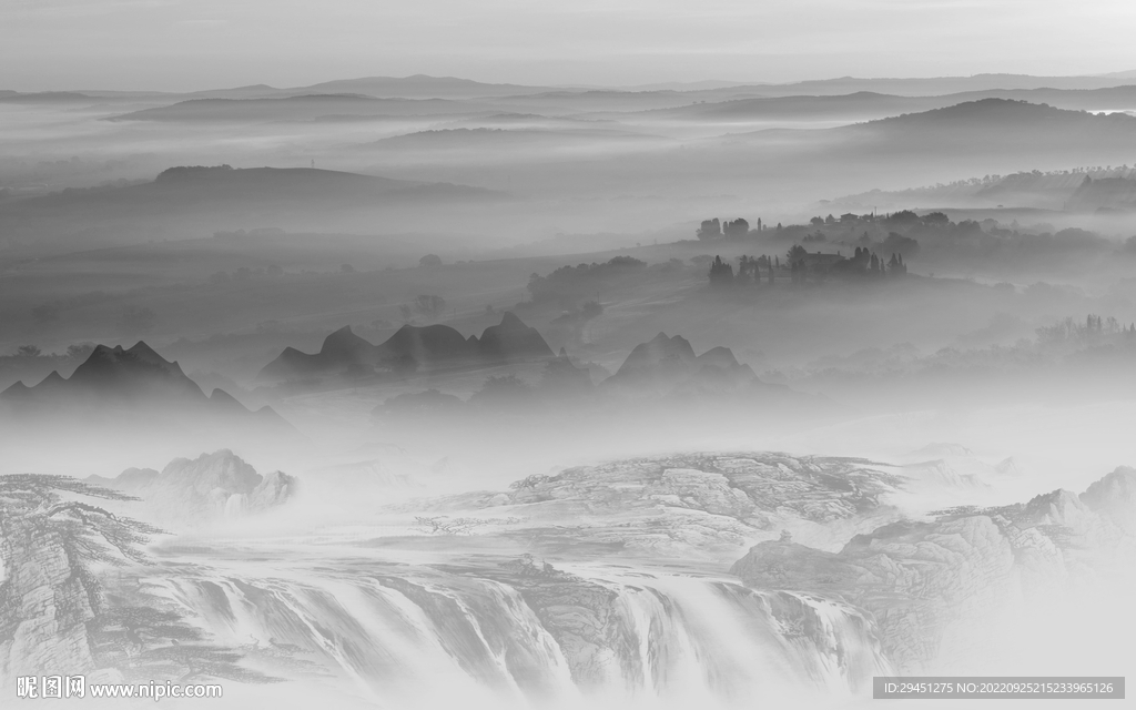 新款意境灰色山水 tIf分层