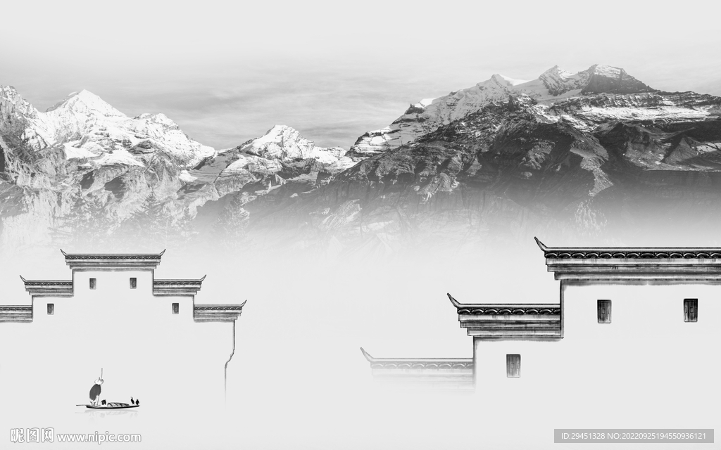 爆款新现代灰山水 Tif分层