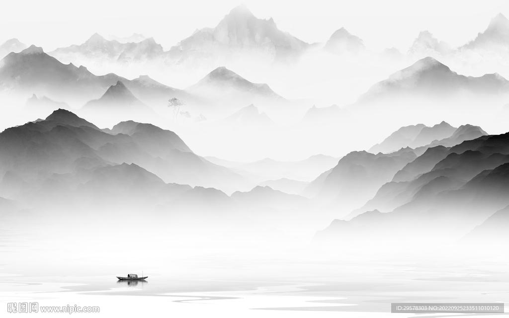 人气新山水灰色画 TIF分层