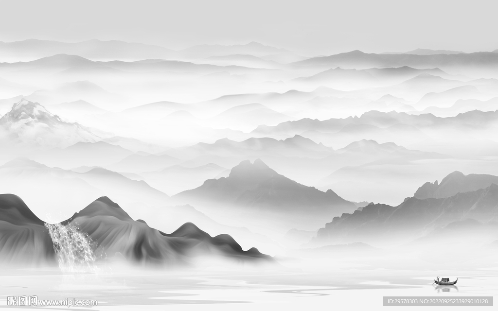 大气新山水灰色画 TIF分层