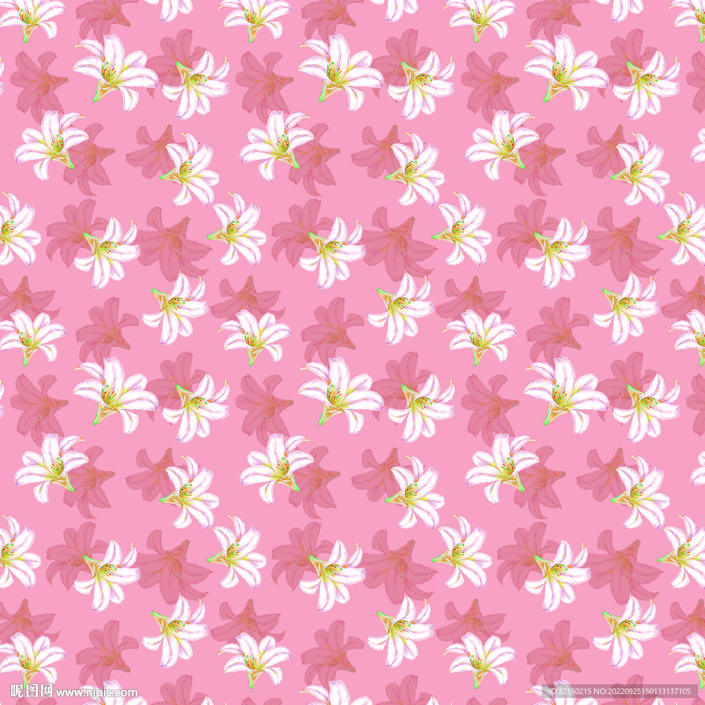 红底白花