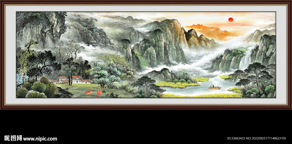 聚宝盆山水画