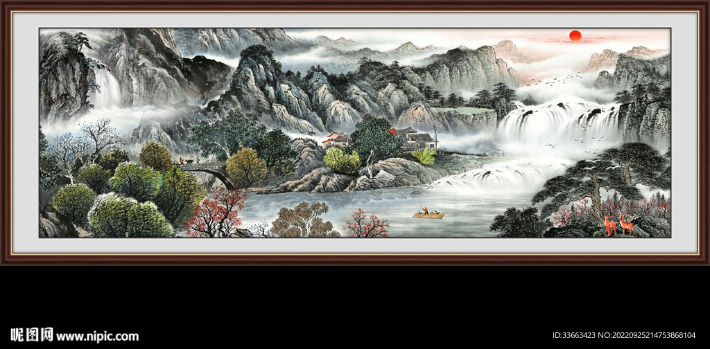 巨幅山水画流水生财聚宝盆