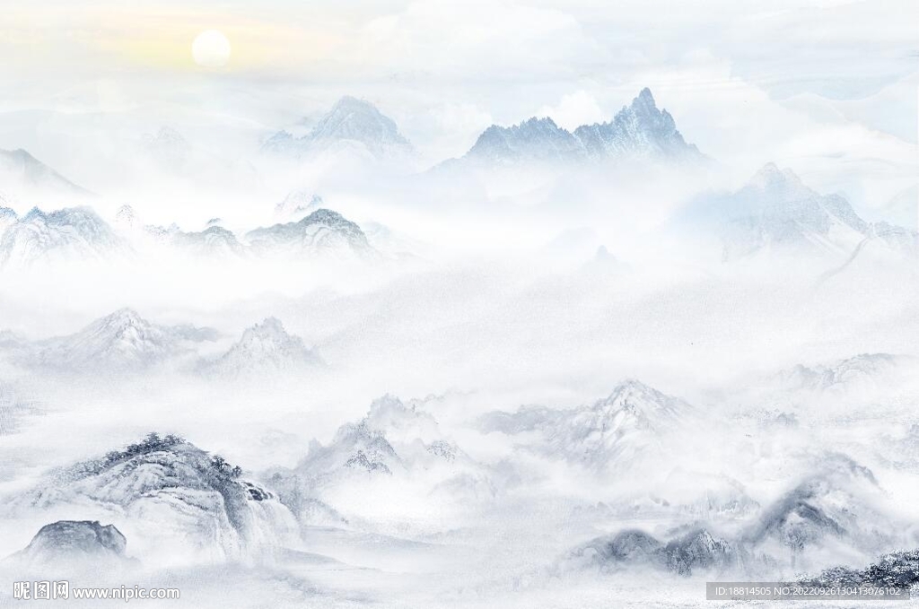 旭日东升山水背景墙