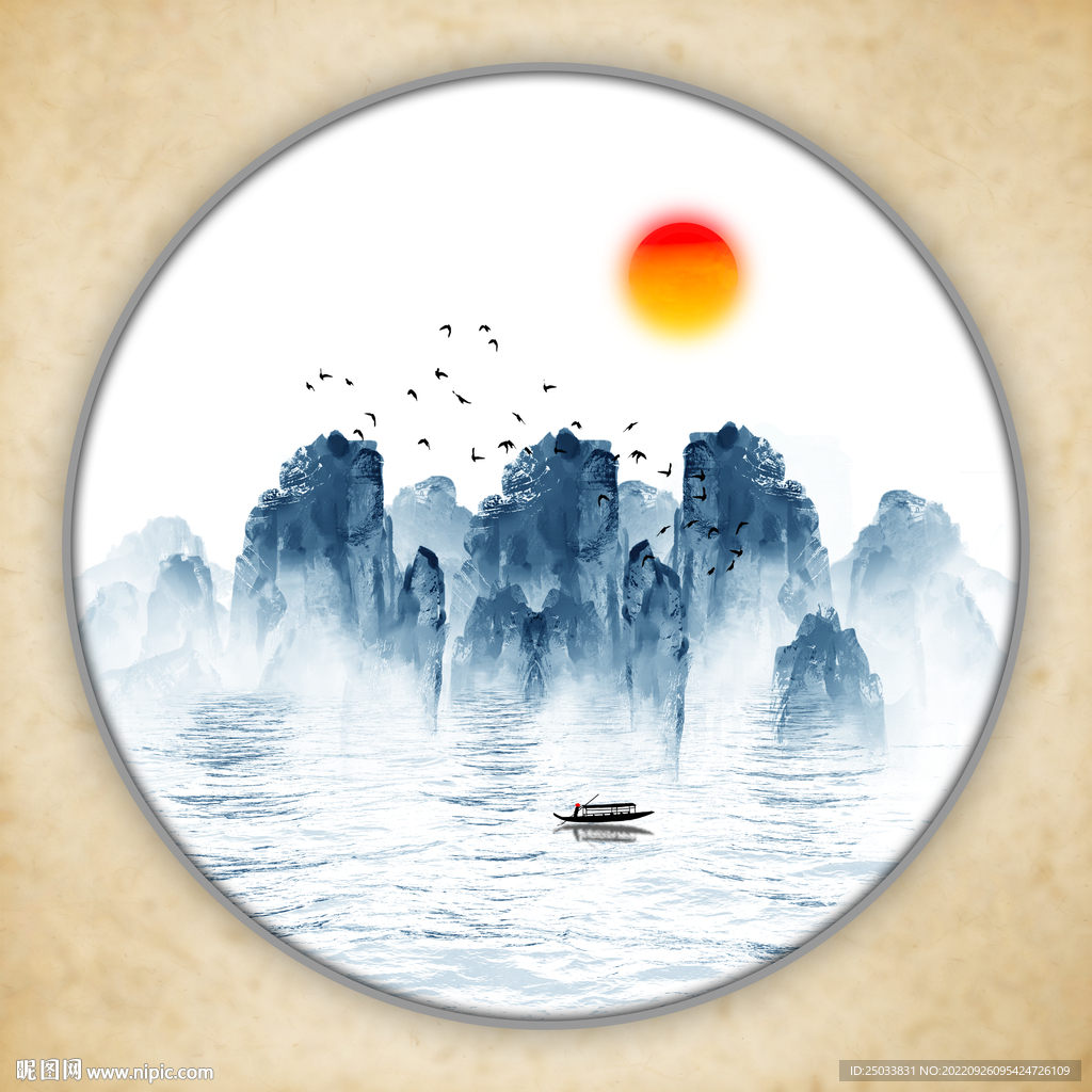新中式圆形装饰画