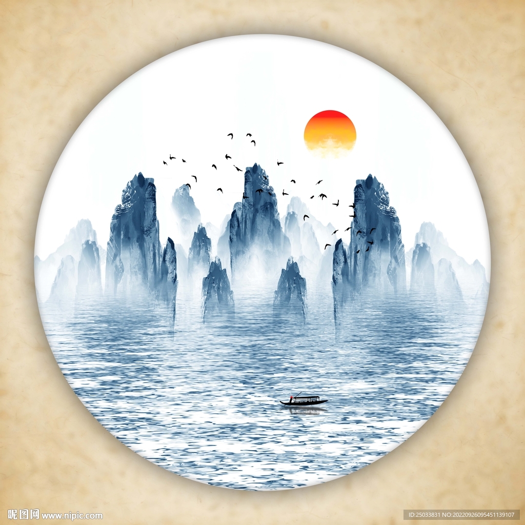 新中式圆形装饰画