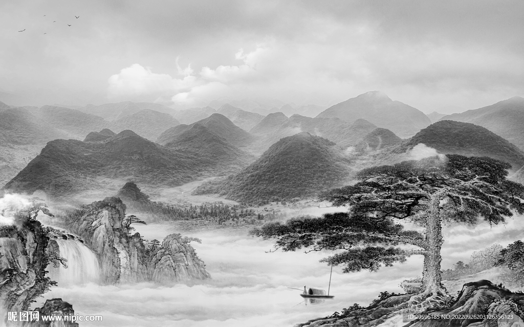 高档 现代山水墙画 TIF分层