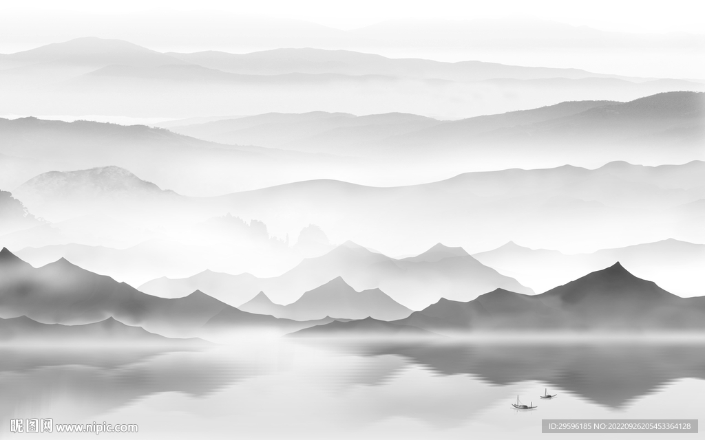 现代中式风山水画 TIF分层