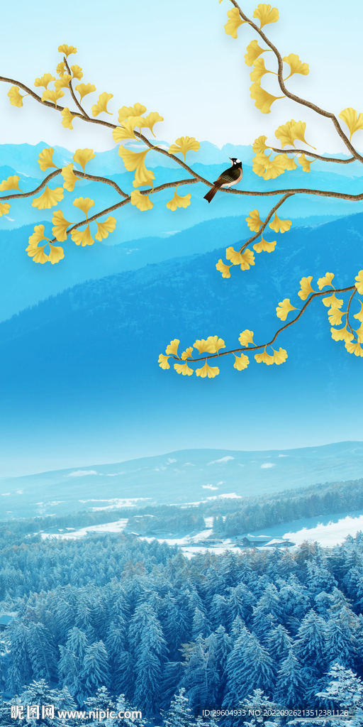 花鸟中式现代玄关 TIf分层