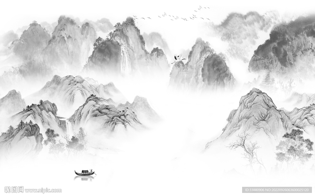 新上架大气灰山水画 tiF分层