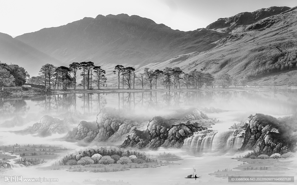 人气简约灰色山水 tiF分层