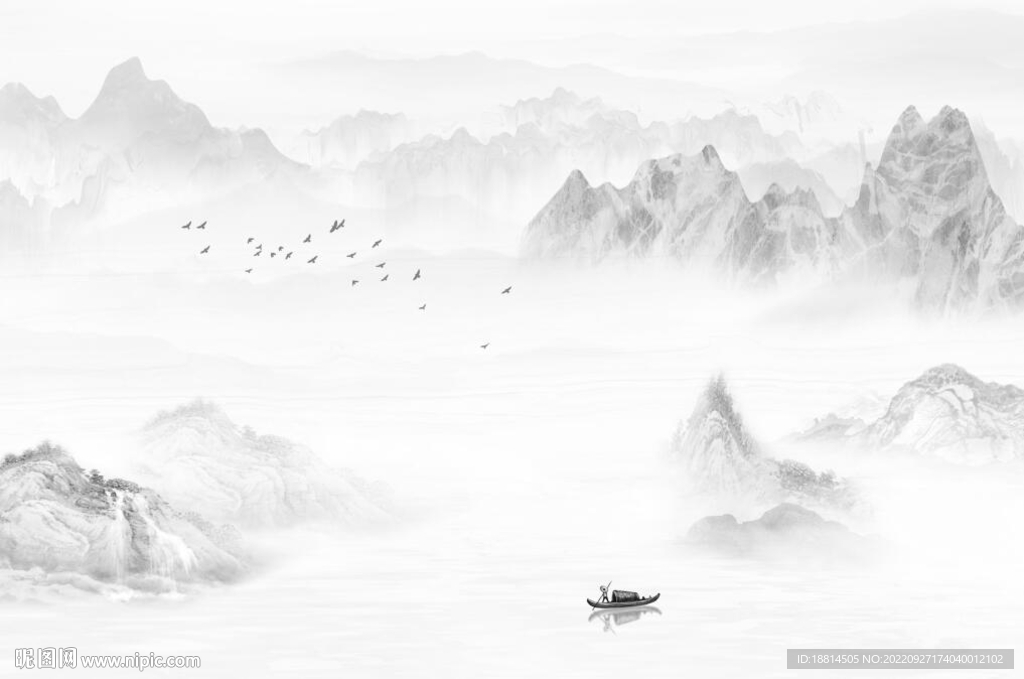 新中式山水背景墙
