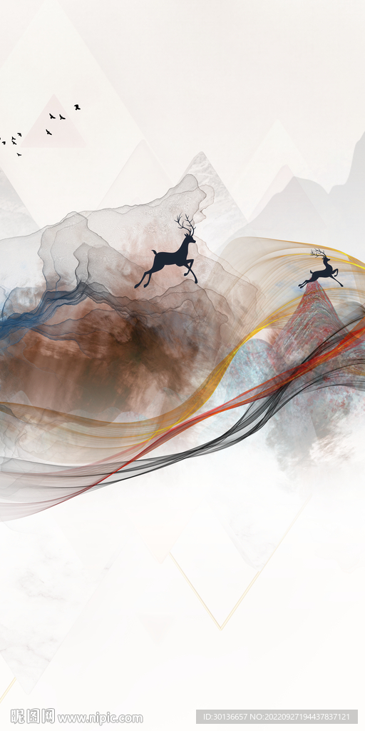 线条 现代玄关山水 tiF分层