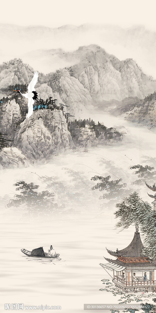 国画新品玄关山水 TiF分层