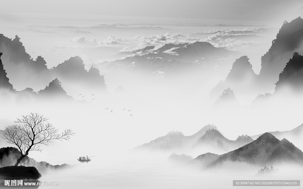 现代 新款中式山水 TiF分层