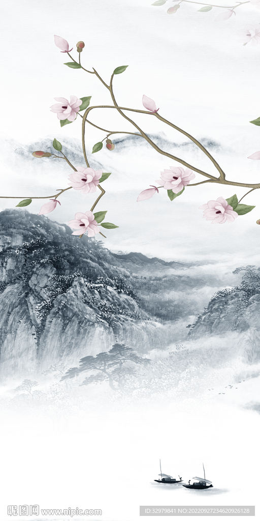 背景墙玄关新款山水 TIf分层