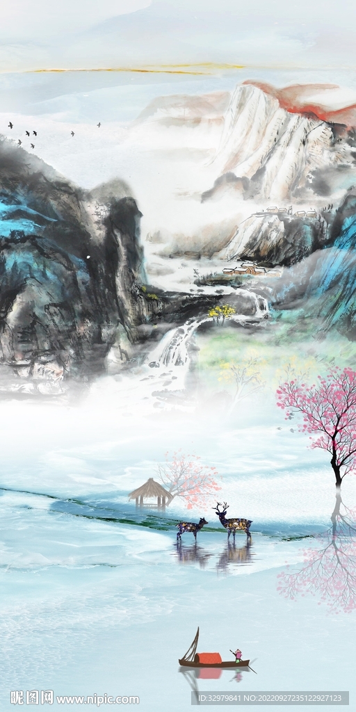 现代玄关中式山水 TIf分层