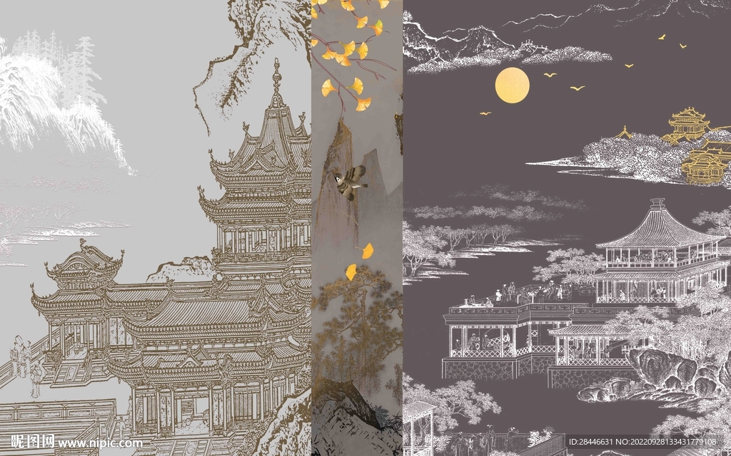 新中式背景墙 