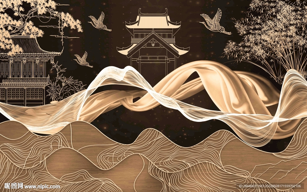新中式背景墙 