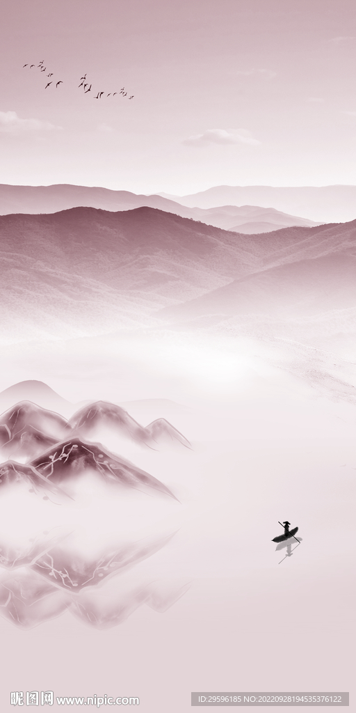 极简 风景玄关山水 Tif分层