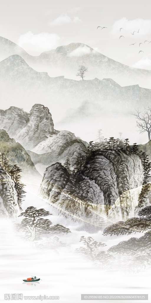 古风风景玄关山水 Tif分层