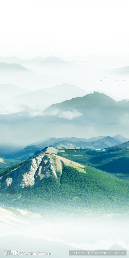 蓝色新式山水玄关 Tif分层