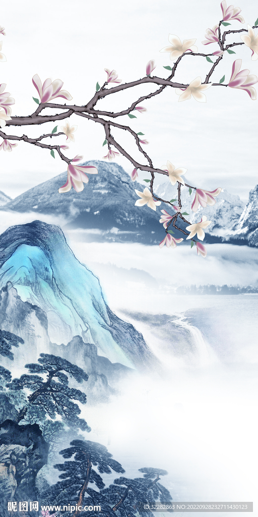 简约新品玄关山水 Tif分层