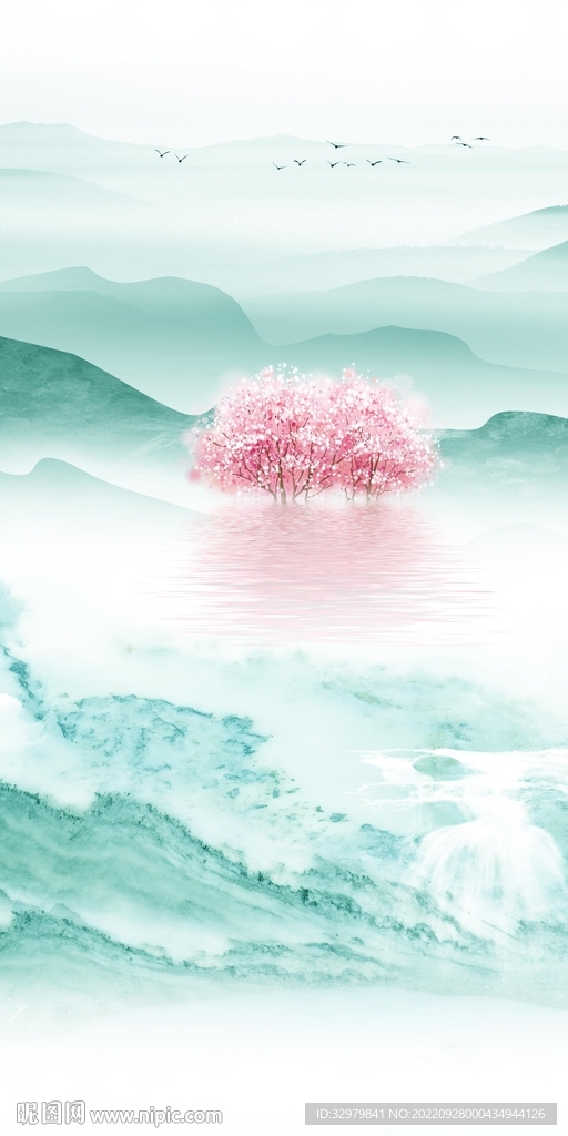 高端 玄关中式山水 TIf分层