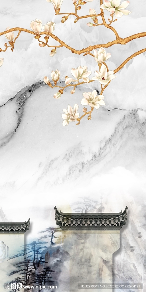 高档 玄关中式山水 TIf分层