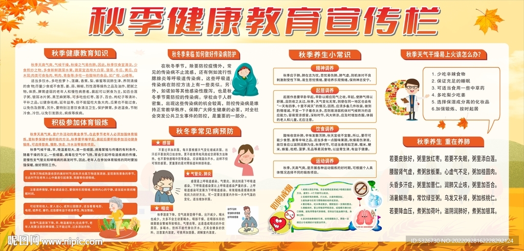 秋季健康宣传栏