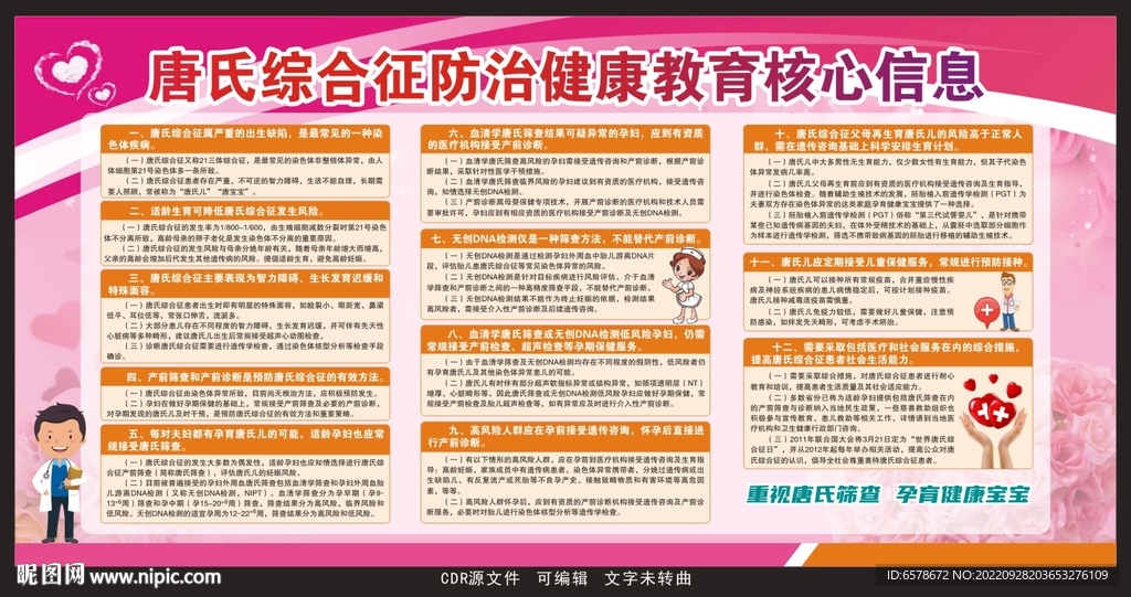 唐氏综合征防治健康教育核心信息