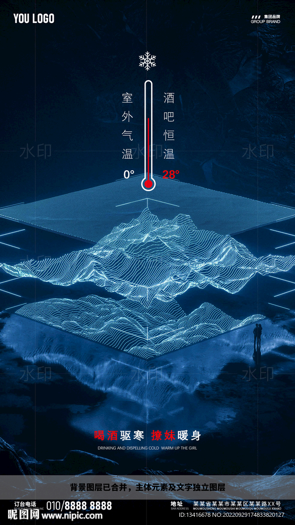 酒吧夜店日常温度宣传海报