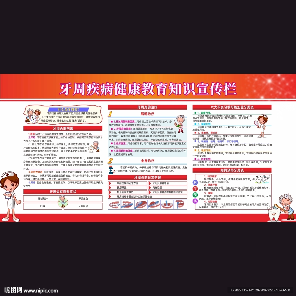 预防牙周疾病健康教育宣传栏