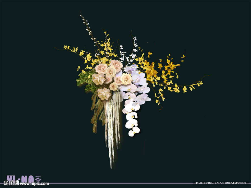 黄白色暖色系油画风小清新婚礼花