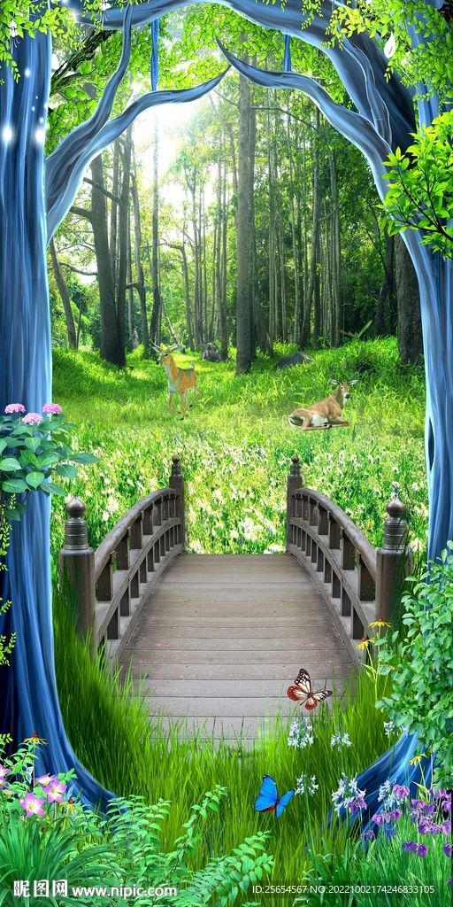 梦幻3d树林过道玄关