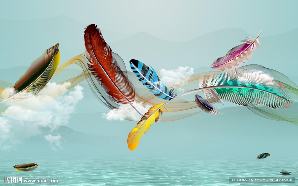 奢华 羽毛装饰新画 TIF分层