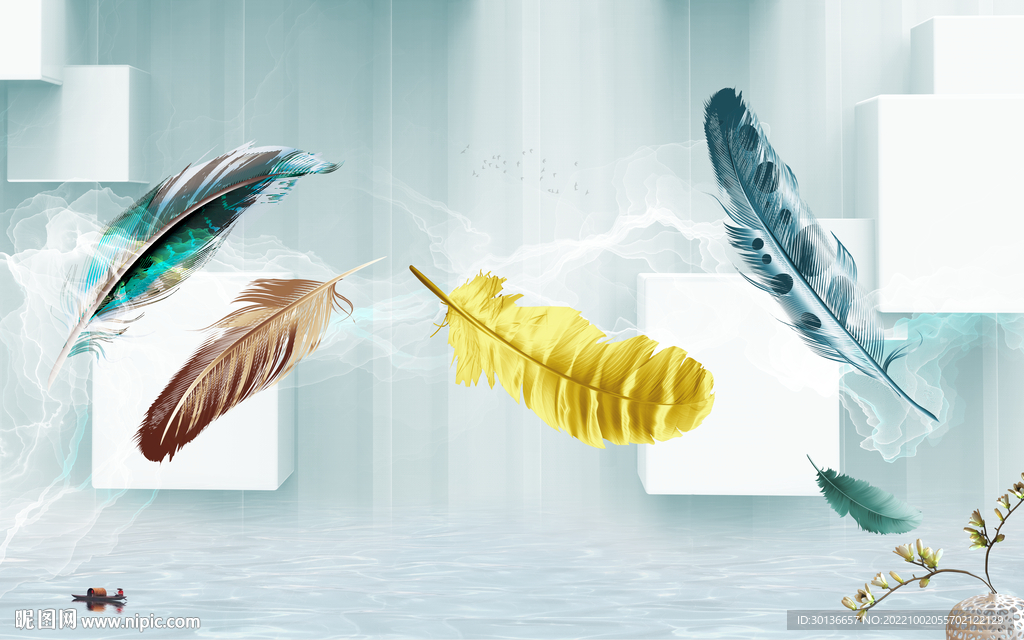 高档 羽毛装饰新画 TIF分层