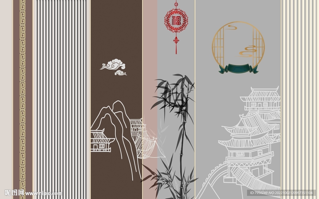 新中式背景墙 