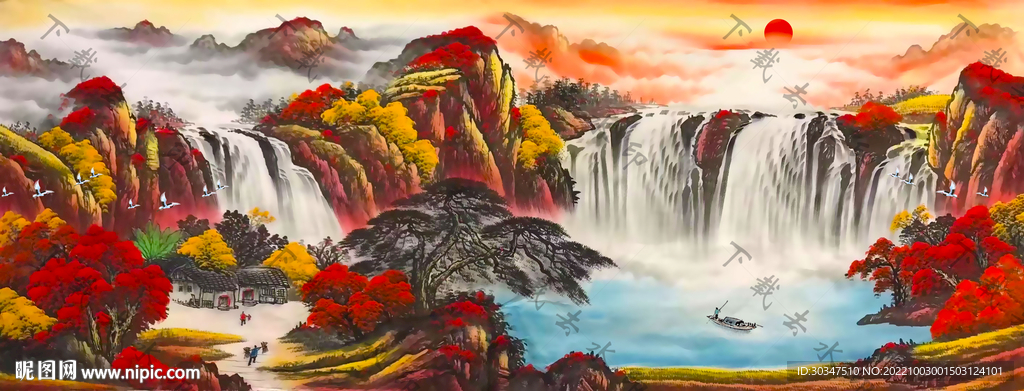 国画山水聚宝盆