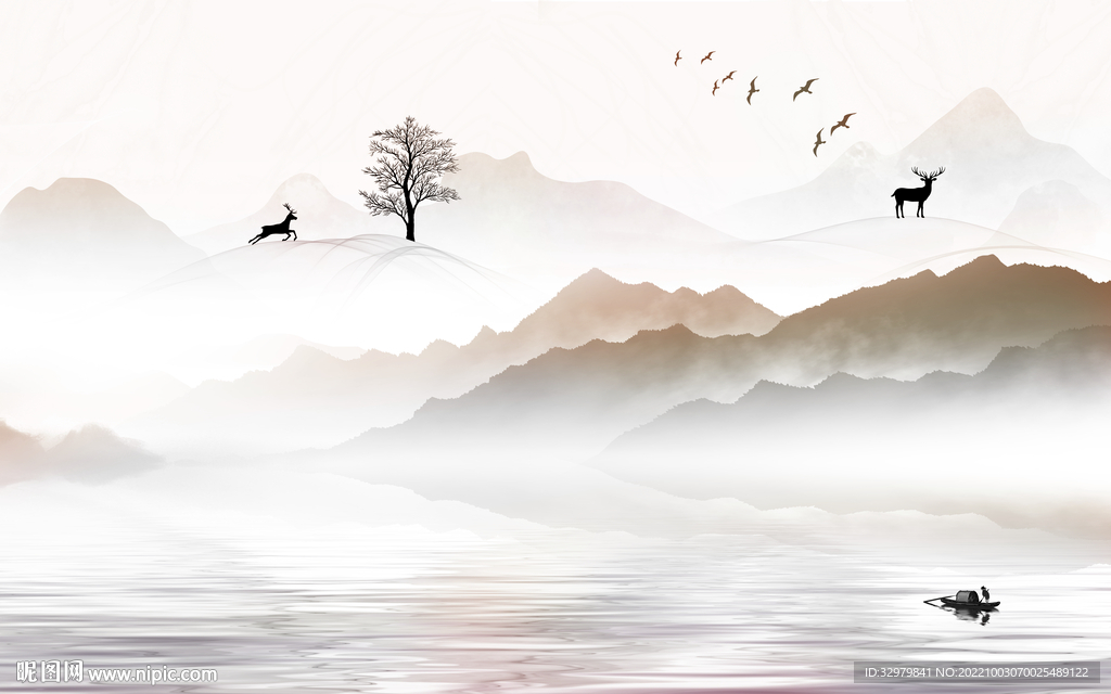 爆款最新款山水画 tIf分层