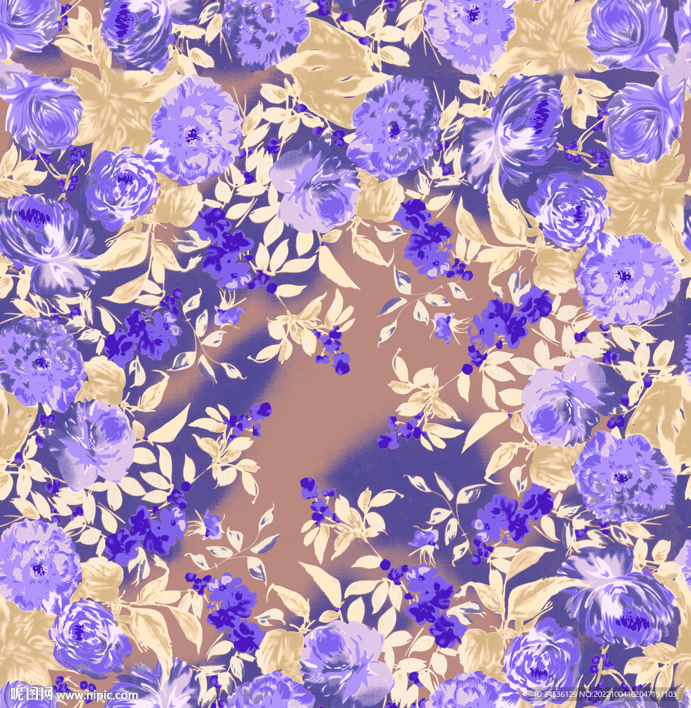 紫色方巾大花