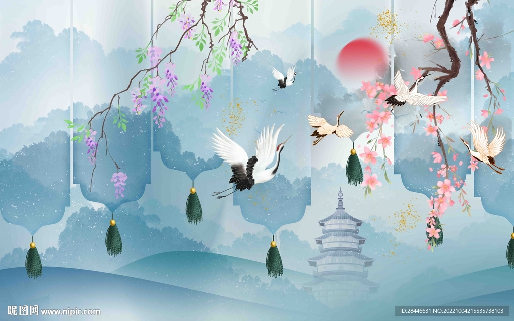 新中式背景墙  