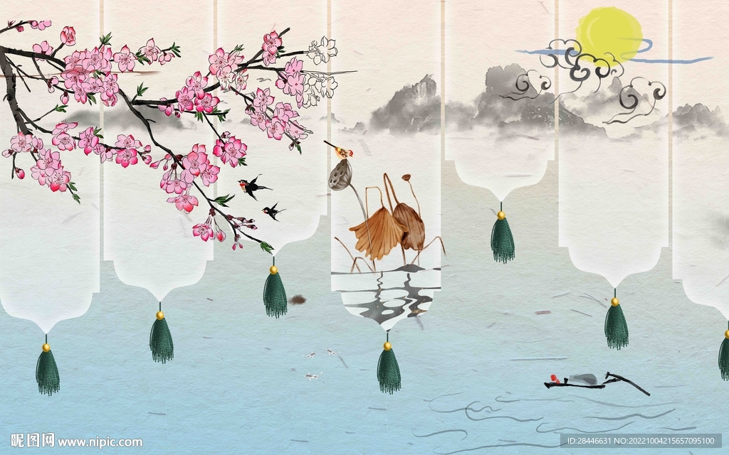 新中式背景墙 现